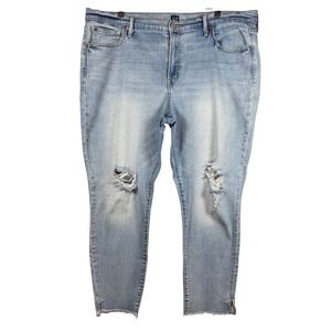 GAP True Skinny Jeans High Rise Light Wash Distressed Ankle, Plus Size Jeans 30
